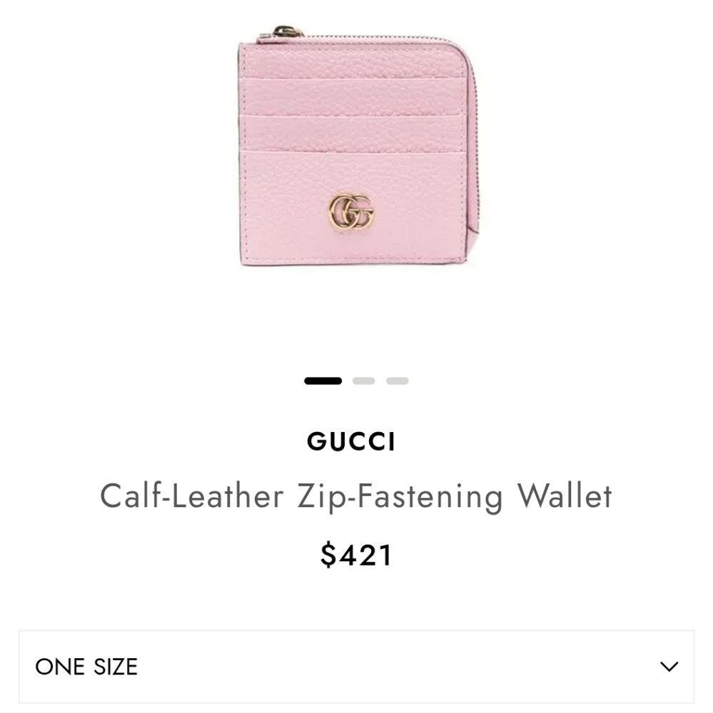 Gucci Calf-Leather Zip-Fastening Wallet, Pink, One Size, NWT, original box